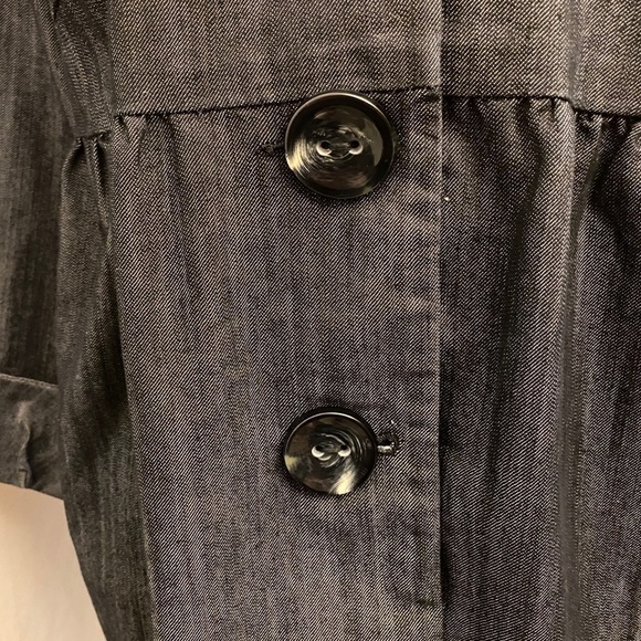BACCINI Denim Gathered Button Front Jacket Shirt - Picture 4 of 5